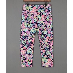 Lilly Pulitzer Luxletic Weekender Crop Leggings L Seen & Herd Tropical Pocket